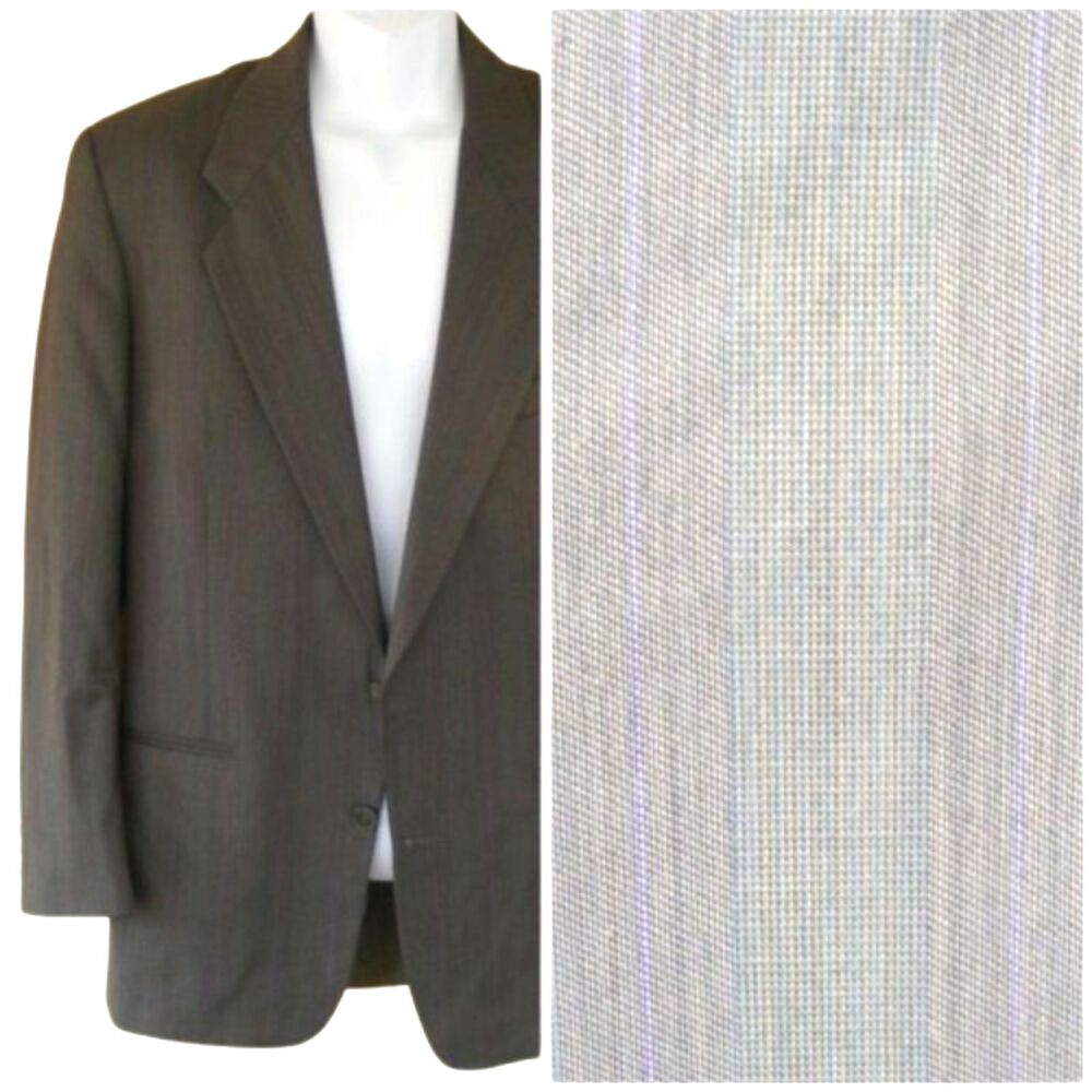 YSL/YVES SAINT LAURENT Blazer, 39/40R, Gray/Subtle Color stripes, 2 buttons